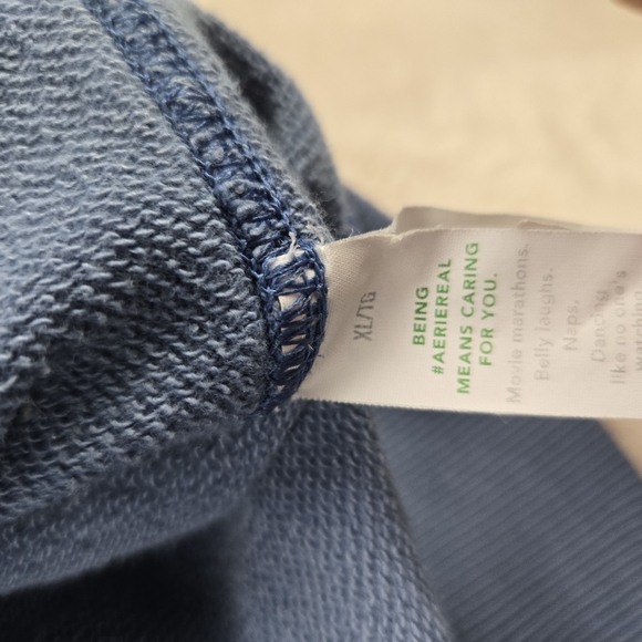 Aerie Blue Button Pullover Sweatshirt Women XL - Picture 6 of 8